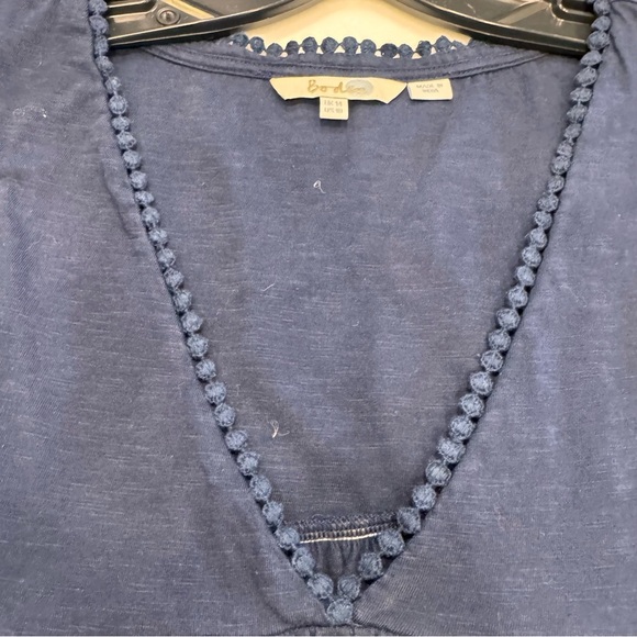 Boden Women’s Navy Blue Peasant Top  Shirt Sleeves Embroidered Trim Sz 10 - Picture 13 of 13